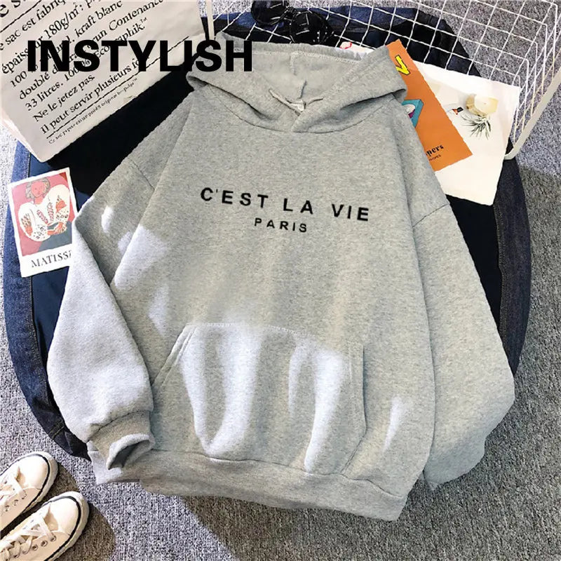 Women Casual Print Loose Hoodies Streetwear