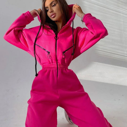 Women Playsuit Sportswear Zipper Hoodies