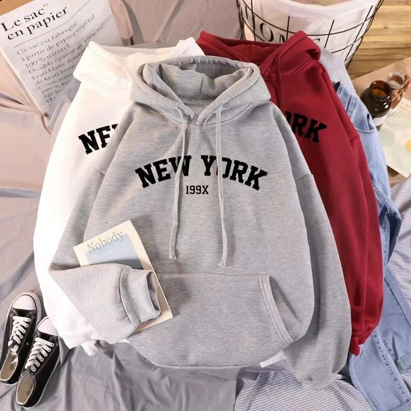 Sweatshirts for Women New York Letter Casual Loose Fleece Tops