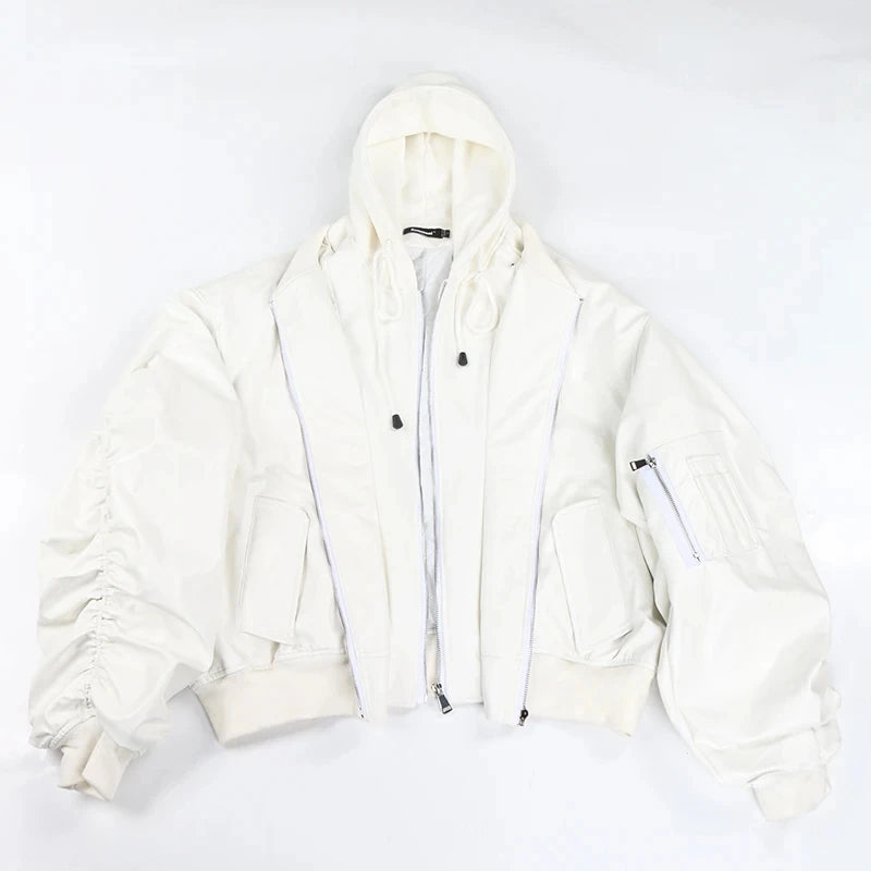 Winter Oversized Cool Black Thickened Warm Pu Leather Bomber Jacket Men