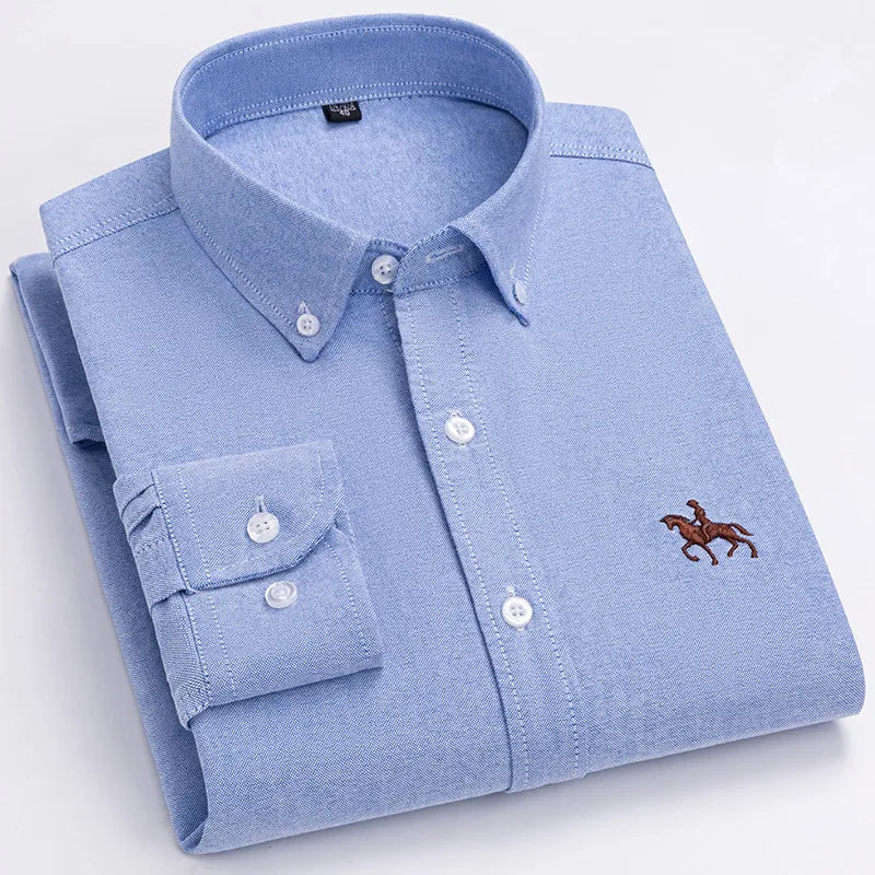 Mens Leisure Embroidered Horse Shirts Streetwear