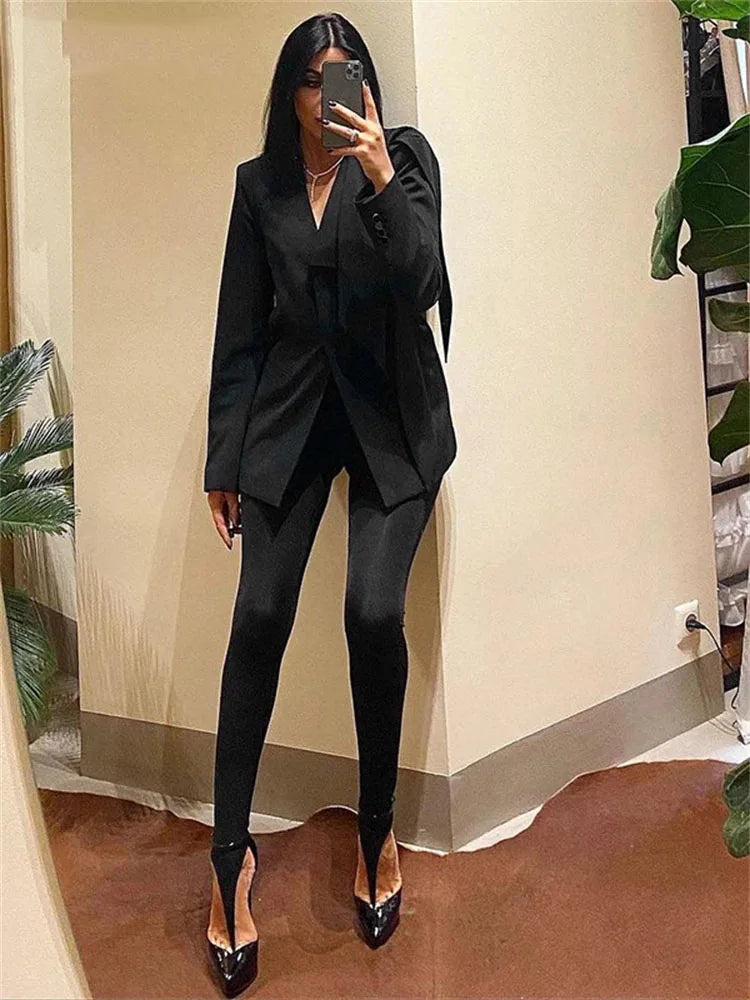 Fashion Winter Black High Waisted Women Pants