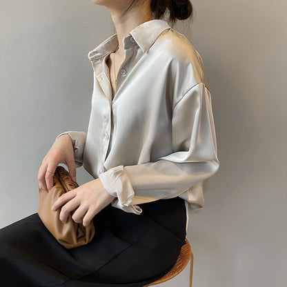 Vintage Blouse Women White Tops Lady Long Sleeves