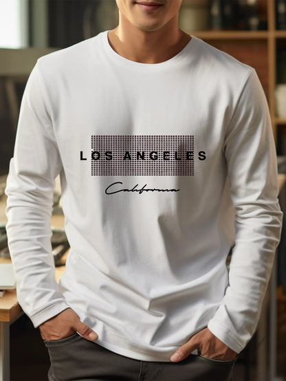 Men's 100% cotton summer loose fit large Los Angeles Graphic printed T-shirt top