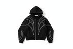 Striped Black Double Zipper Hoodie