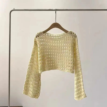 Top Summer Beach Bikini Cover Up Crop Pullover Wool Knitwear