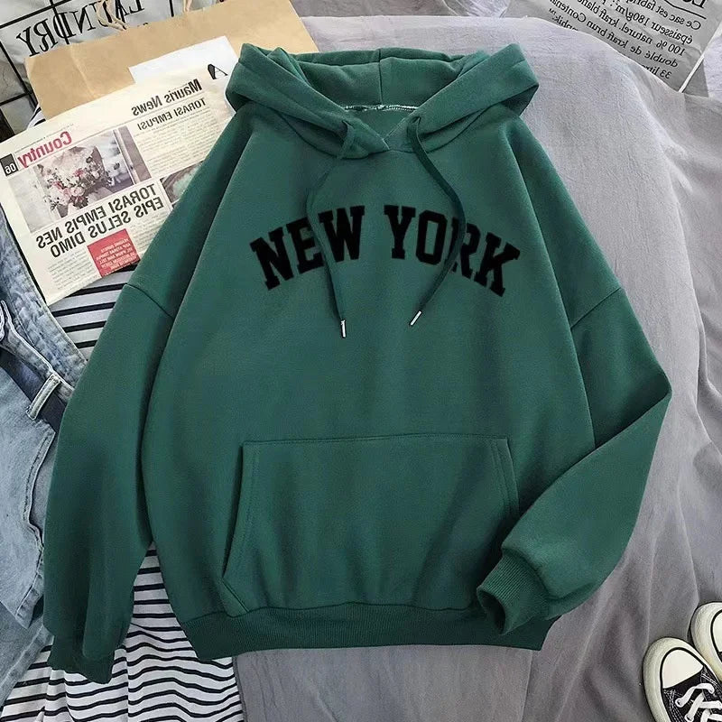 Sweatshirts for Women New York Letter Casual Loose Fleece Tops