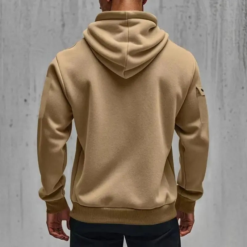 men's zipper multi-pocket hoodie loose casual sweater suit spring and autumn