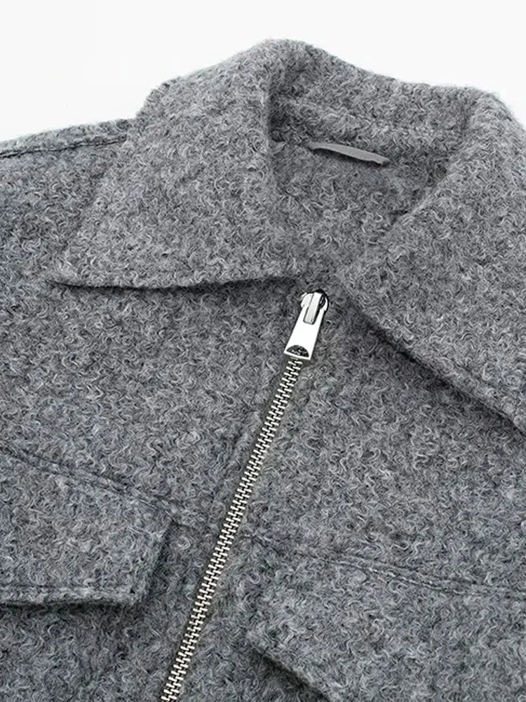 Women Fashion Patch Pockets With Flaps Cropped Jacket Coat