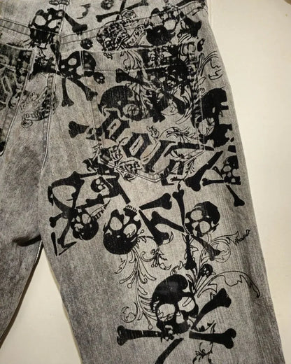 New American women's washed grey jeans Streetwear