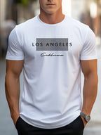 Men's 100% cotton summer loose fit large Los Angeles Graphic printed T-shirt top