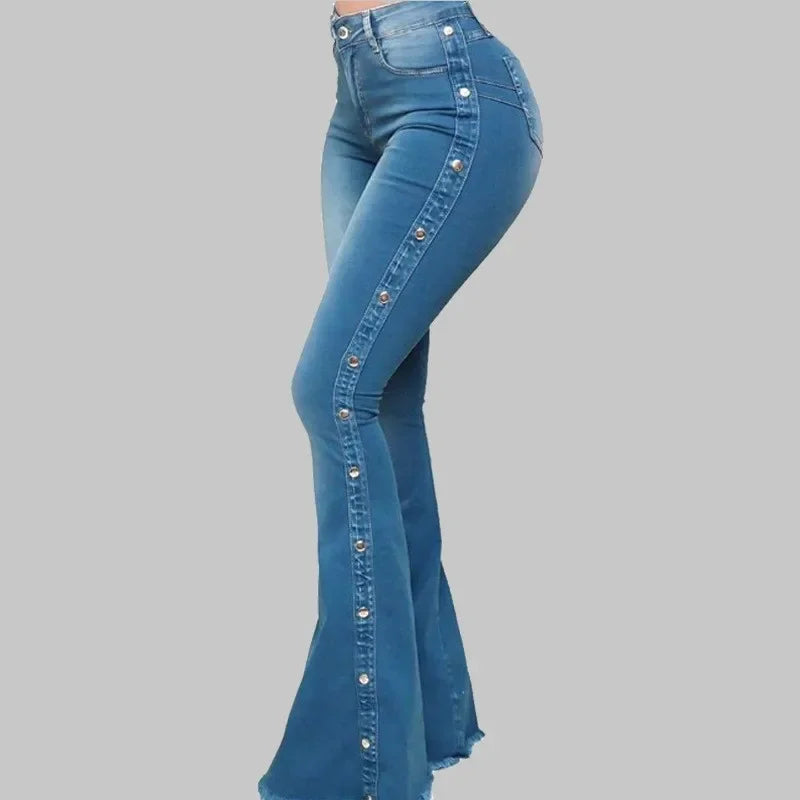 Jeans High Waist Trousers Buttons Denims Streetwear