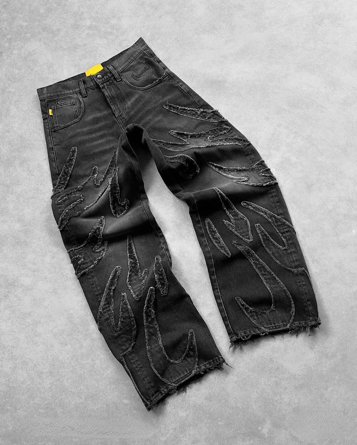 American New Fashion Patch Baggy Casual Jeans For Men And Women
