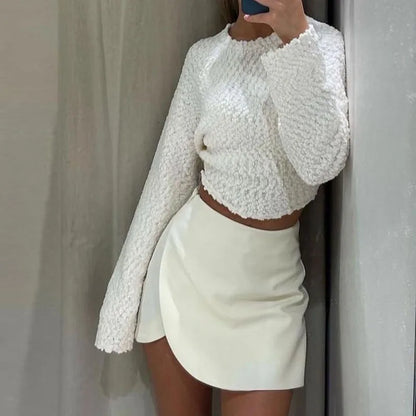 Women's Skirt Pants Mini Skirt Shorts Asymmetric Casual Off White
