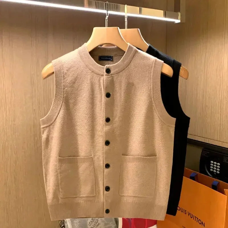 Black Waistcoat Knitted Sweaters for Men