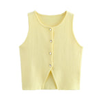 Women Button Short Tops Streetwear Vest