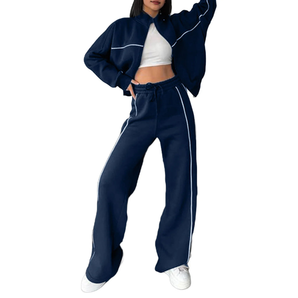 Women Sportwear Half-high Collar Pullover  Baggy Trousers