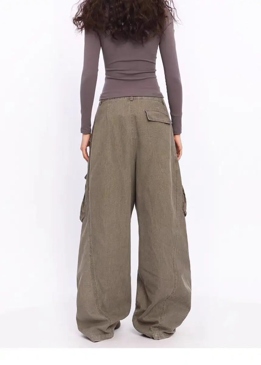 Women's Brown Cargo Jeans Baggy Clothes