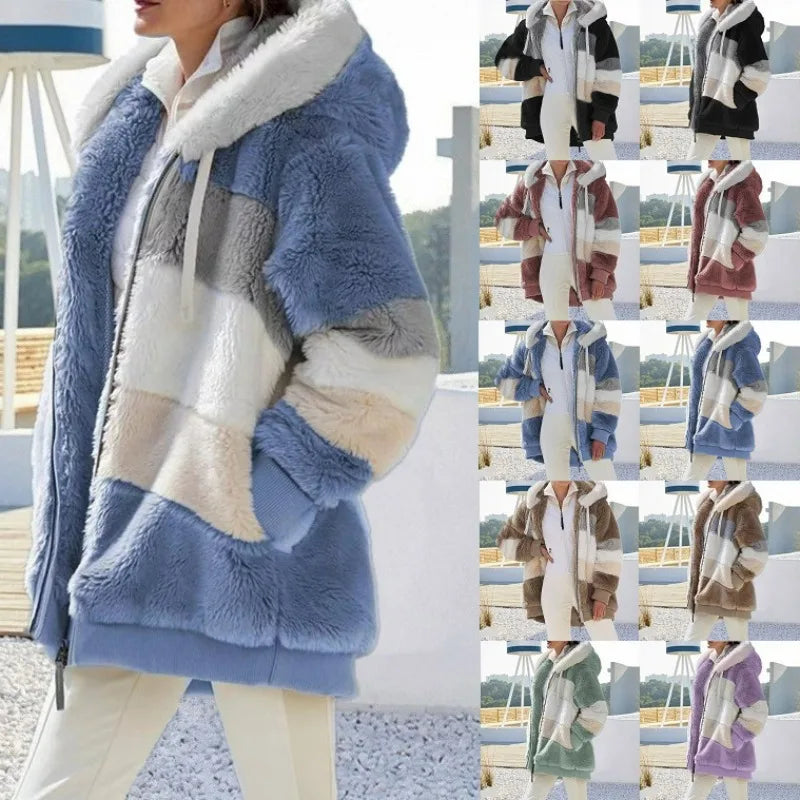 Jacket for Women New Autumn Winter Warm Plush Pocket