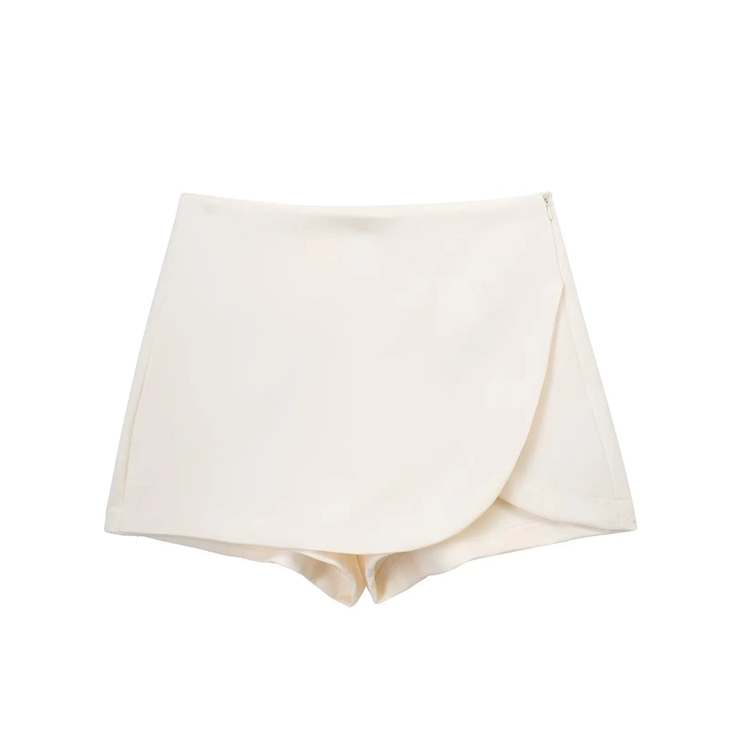 Women's Skirt Pants Mini Skirt Shorts Asymmetric Casual Off White