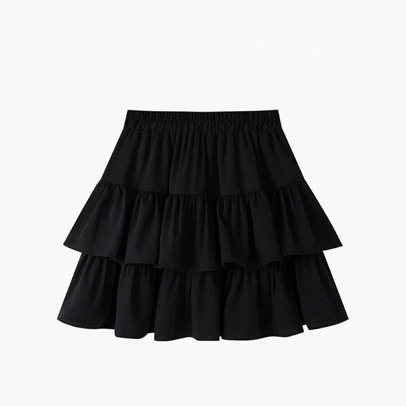 Women White Skirt Elastic Waist Summer Dress