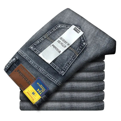Men's Jeans Casual Straight Fashion Classic Blue Black Work Denim clothing