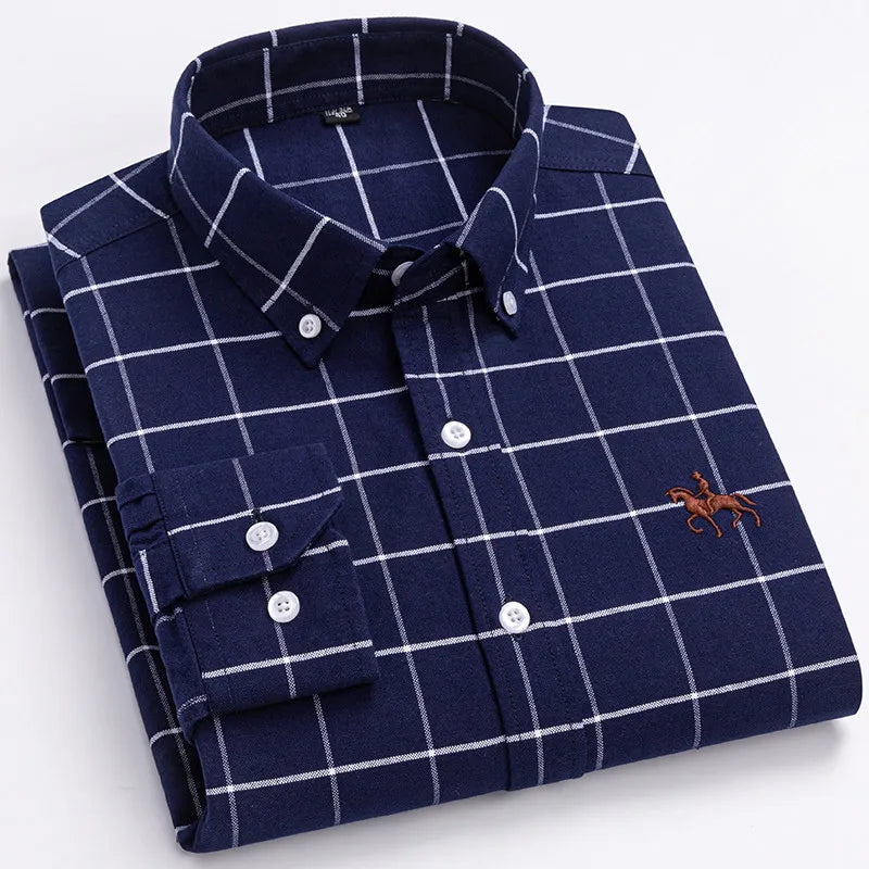 Mens Leisure Embroidered Horse Shirts Streetwear