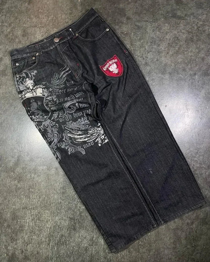 American New Fashion Patch Baggy Casual Jeans For Men And Women