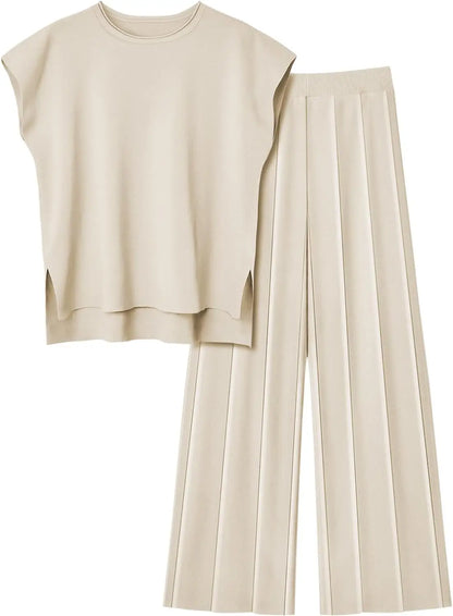 Fashion Casual Suit Sleeveless Vest Sweater  Wide-leg Pants Two-piece Set