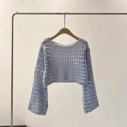 Top Summer Beach Bikini Cover Up Crop Pullover Wool Knitwear