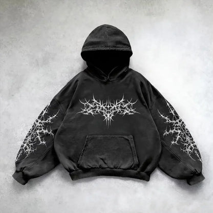 Vintage Fashion Print Zip Up Hoodies Sweatshirt Men and Women Streetwear