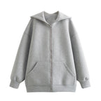 New Casual Street Loose Oversize Hooded Zipper Hoodie