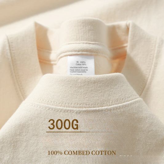 Heavyweight Cotton Short Sleeved T-shirt Summer Round Neck Loose and Base Shirt for Men Women