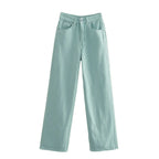 High-waist  Women Jeans Trousers Cotton Material