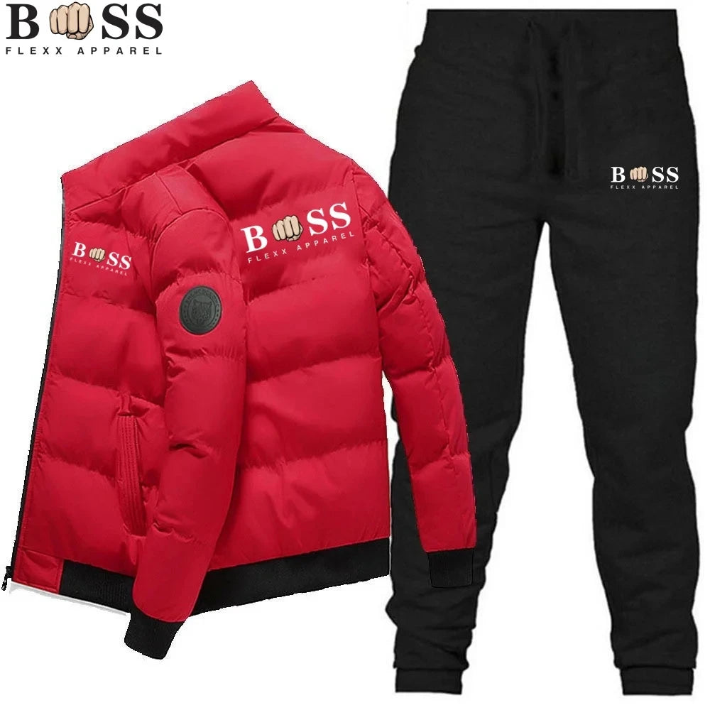 Men's Fashion Warm New Windproof High Quality Polyester Zipper Jacket and Pants