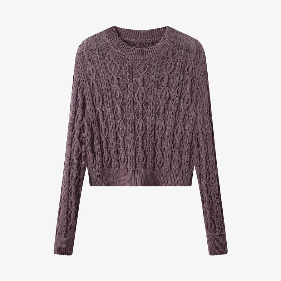 woman clothes short design Cable knitted top