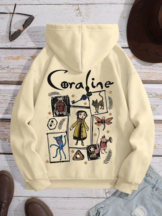 Cozy Coraline Graphic Hoodie for Women