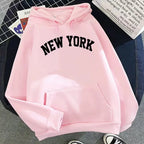 Sweatshirts for Women New York Letter Casual Loose Fleece Tops