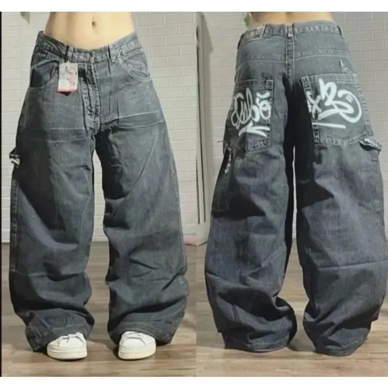 New American women's washed grey jeans Streetwear