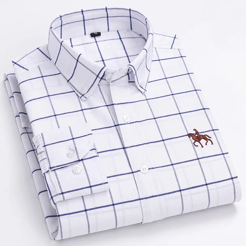 Mens Leisure Embroidered Horse Shirts Streetwear