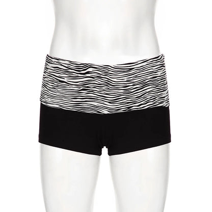 Casual Zebra Print Elastic Shorts Female Skinny Low-waisted Mini Short