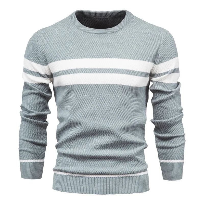 Men's Sweater O-neck Patchwork Long Sleeve Warm Slim Sweaters