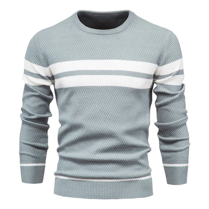 Men's Sweater O-neck Patchwork Long Sleeve Warm Slim Sweaters