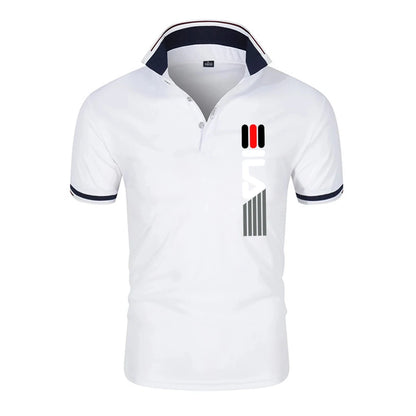 New Men's Lapel Polo Shirt printing  Short Sleeve Casual