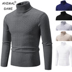New Men's High Neck Sweater Solid Color Pullover Outdoor Tops
