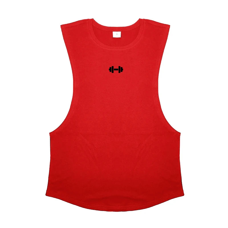 Cotton Breathable Side Slits Tank Tops Mens Bodybuilding Muscle Sleeveless Singlets Workout Shirts