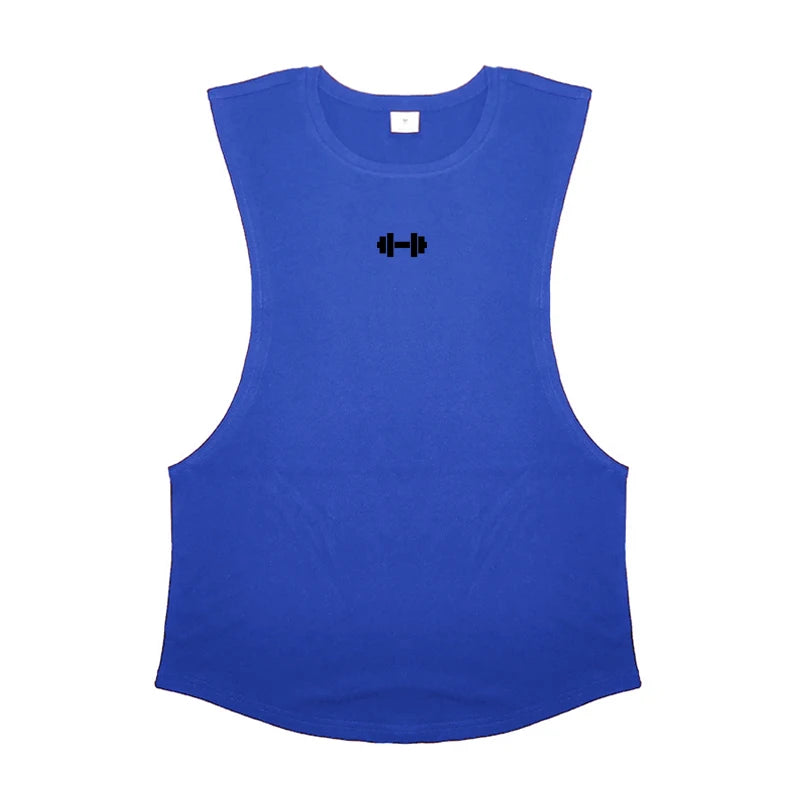 Cotton Breathable Side Slits Tank Tops Mens Bodybuilding Muscle Sleeveless Singlets Workout Shirts