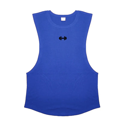 Cotton Breathable Side Slits Tank Tops Mens Bodybuilding Muscle Sleeveless Singlets Workout Shirts