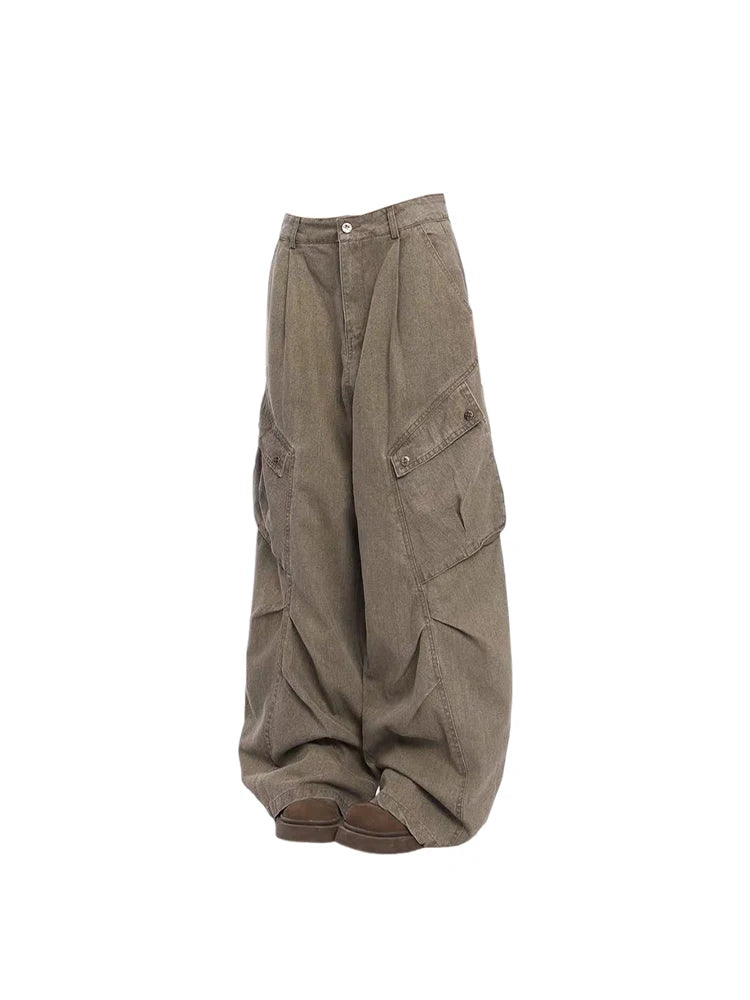 Women's Brown Cargo Jeans Baggy Clothes