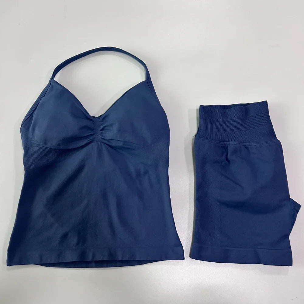 Women Backless Tank Top Workout Sets